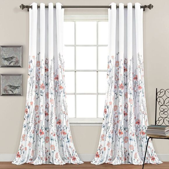 Lush Decor Other - Lush Decor - Set of 2 (84"x52") Clarissa Floral Light Filtering Blue/Coral